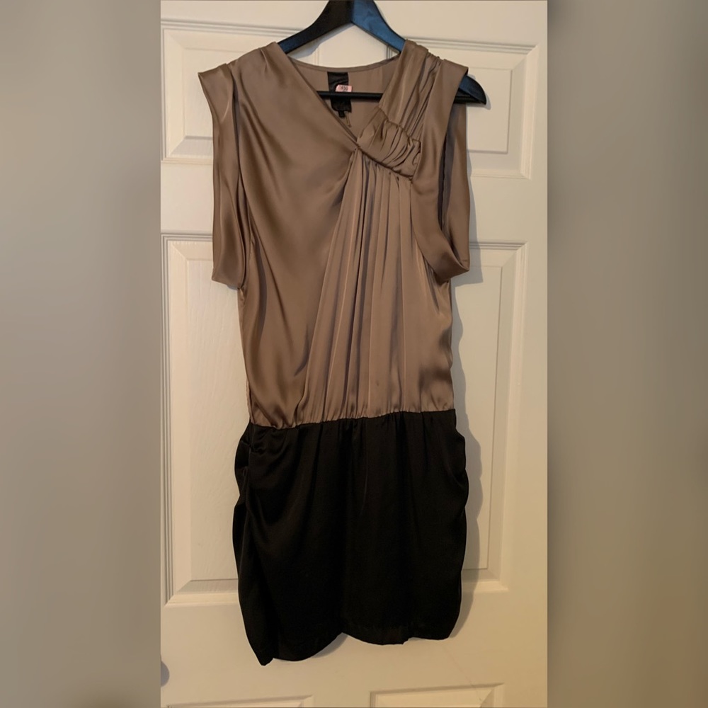 Beige/Taupe and Black Mini Dress